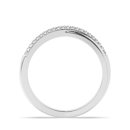 Pave Setting Round Crossover rows Half Eternity Diamond Rings