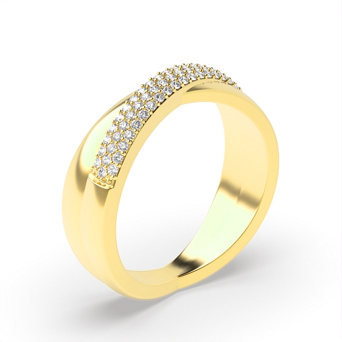 Pave Setting Round Yellow Gold Crossover rows Eternity Diamond Rings