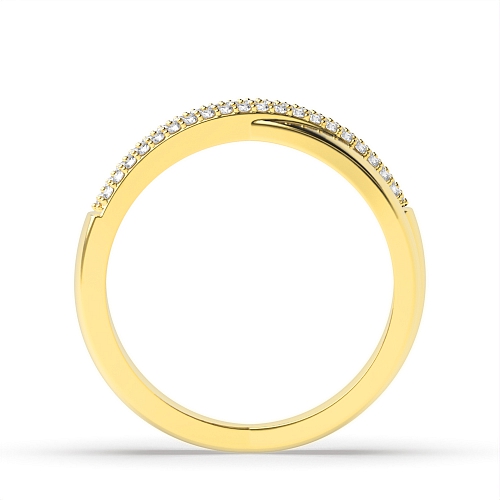 Pave Setting Round Yellow Gold Crossover rows Eternity Diamond Rings