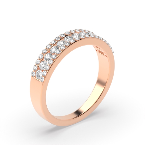 Pave Setting Round Rose Gold 3 row 4.60mm Eternity Diamond Rings
