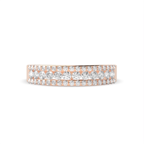 Pave Setting Round Rose Gold 3 row 4.60mm Eternity Diamond Rings