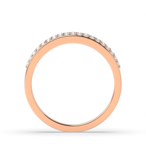 Pave Setting Round Rose Gold 3 row 4.60mm Eternity Diamond Rings