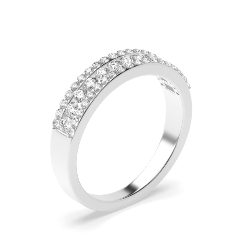 Pave Setting Round 3 row 4.60mm Eternity Diamond Rings