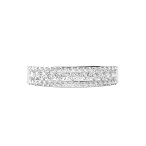 Pave Setting Round 3 row 4.60mm Eternity Diamond Rings