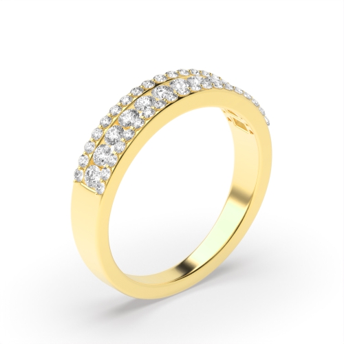 Pave Setting Round Yellow Gold 3 row 4.60mm Eternity Diamond Rings