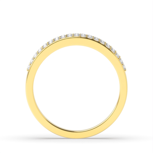 Pave Setting Round Yellow Gold 3 row 4.60mm Eternity Diamond Rings