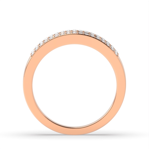 Pave Setting Princess/Round Rose Gold Stackablemiligrain Eternity Diamond Rings