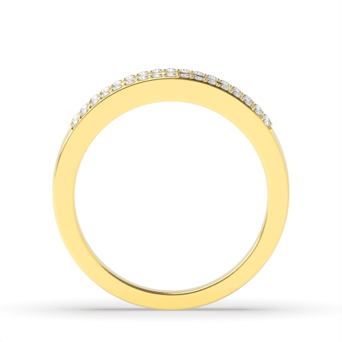 Pave Setting Princess/Round Yellow Gold Stackablemiligrain Eternity Diamond Rings