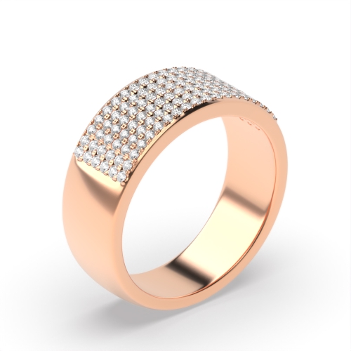 Pave Setting Round Rose Gold Half Eternity Wedding Rings & Bands