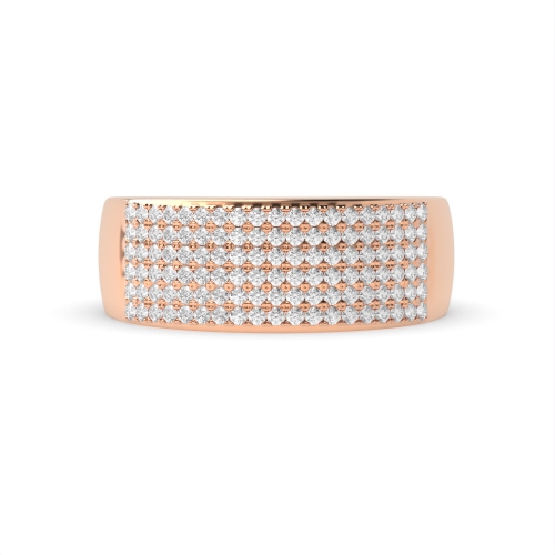 Pave Setting Round Rose Gold Perfection Eternity Diamond Rings