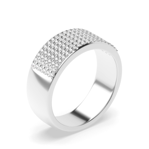 Pave Setting Round Perfection Half Eternity Diamond Rings
