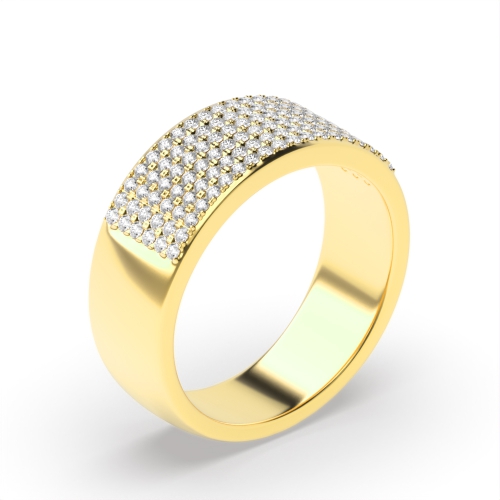 Pave Setting Round Yellow Gold Perfection Eternity Diamond Rings