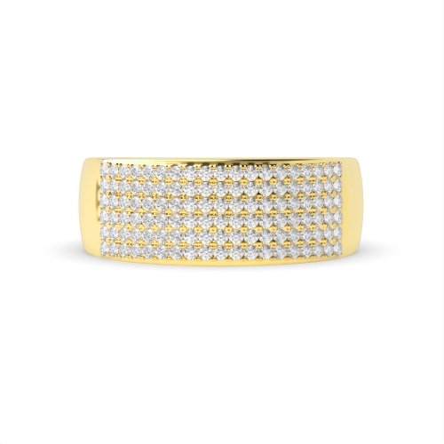 Pave Setting Round Yellow Gold Perfection Eternity Diamond Rings