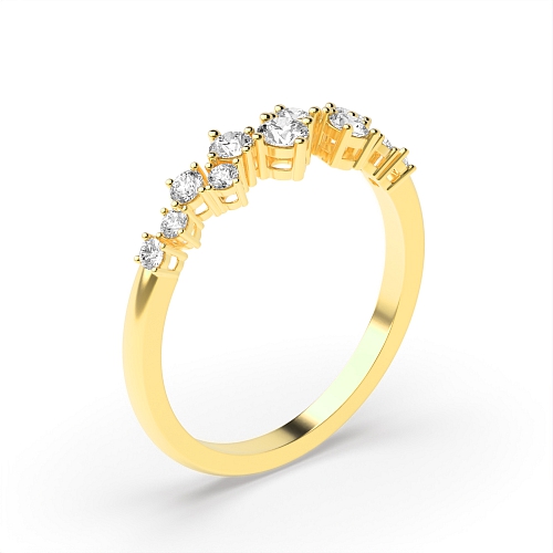 4 Prong Round Yellow Gold Abstract Band Diamond Rings