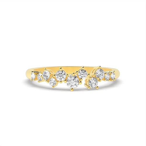4 Prong Round Yellow Gold Abstract Band Diamond Rings