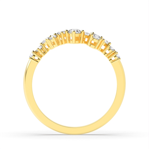 4 Prong Round Yellow Gold Abstract Band Diamond Rings