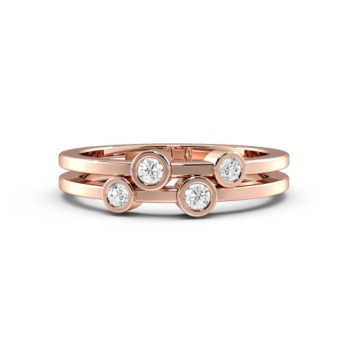 Bezel Setting Round Rose Gold Glorious Unusual Eternity Engagement Rings