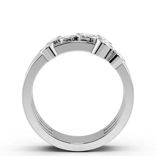 Bezel Setting Round Platinum Cluster Diamond Ring