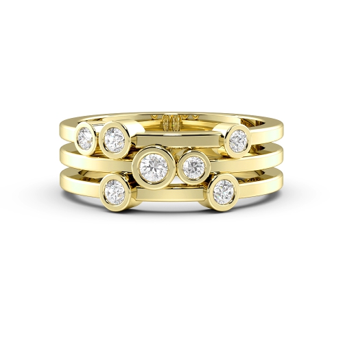 Bezel Setting Round Yellow Gold Cluster Diamond Ring