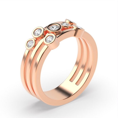 Bezel Setting Round Rose Gold 7 stone Engagement Rings