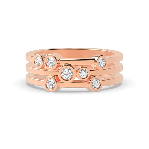 Bezel Setting Round Rose Gold 7 stone Engagement Rings