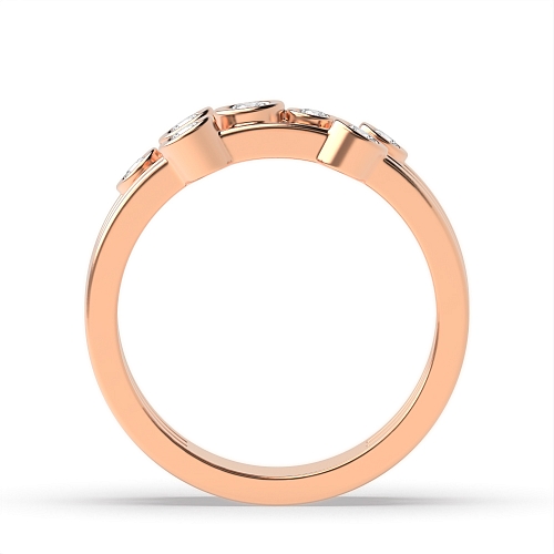 Bezel Setting Round Rose Gold 7 stone Engagement Rings