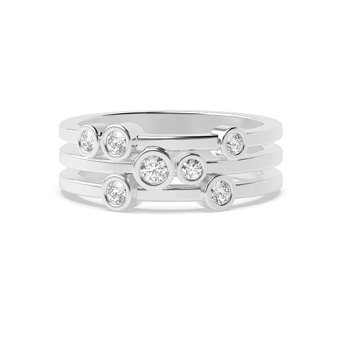 Bezel Setting Round 7 stone Moissanite Engagement Rings