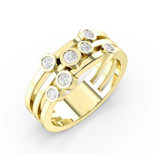 Bezel Setting Round Yellow Gold 7 stone Cluster Engagement Rings