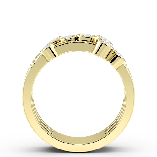 Bezel Setting Round Yellow Gold 7 stone Cluster Engagement Rings