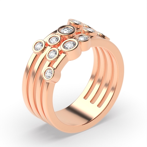 Bezel Setting Round Rose Gold Stackable Diamond Rings