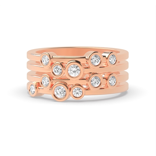 Bezel Setting Round Rose Gold Stackable Diamond Rings