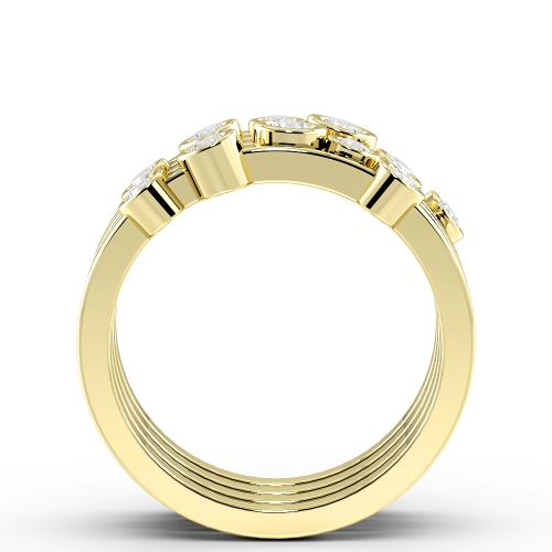 Bezel Setting Round Yellow Gold Stackable Cluster Diamond Rings
