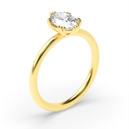6 Prong Oval Yellow Gold Solitaire Engagement Rings