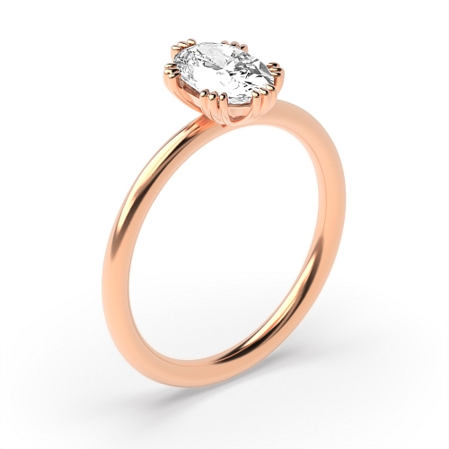 Oval Rose Gold Tri claws Engagement Rings