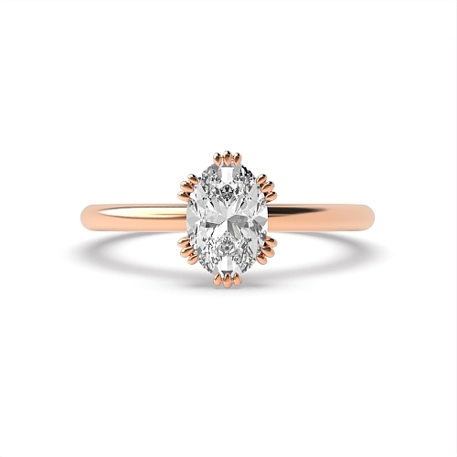 Oval Rose Gold Tri claws Engagement Rings