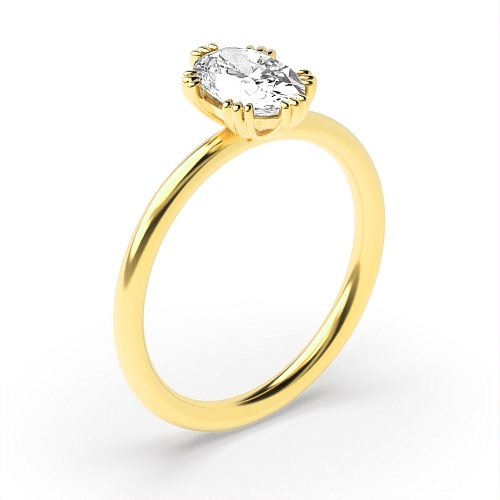 Oval Yellow Gold Tri claws Engagement Rings