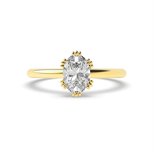 Oval Yellow Gold Tri claws Engagement Rings
