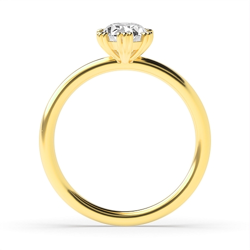 Oval Yellow Gold Tri claws Engagement Rings