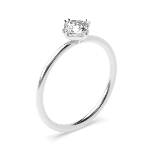Princess Shape Double Claw Solitaire Moissanite Engagement Ring