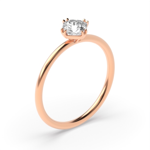 4 Prong Princess Rose Gold Double claws Engagement Rings