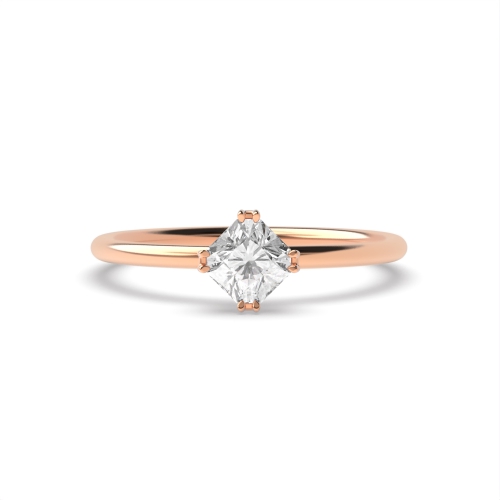 4 Prong Princess Rose Gold Double claws Engagement Rings