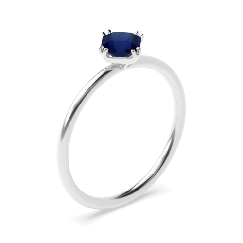 4 Prong Princess Double claws Blue Sapphire Engagement Rings