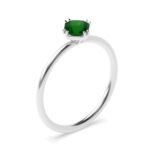 4 Prong Princess Double claws Emerald Engagement Rings