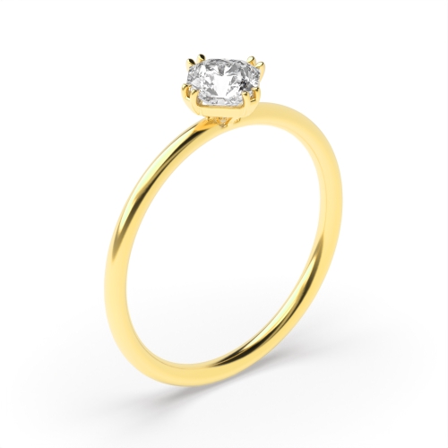 4 Prong Princess Yellow Gold Double claws Engagement Rings