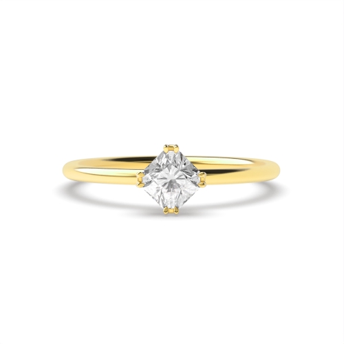 4 Prong Princess Yellow Gold Double claws Engagement Rings