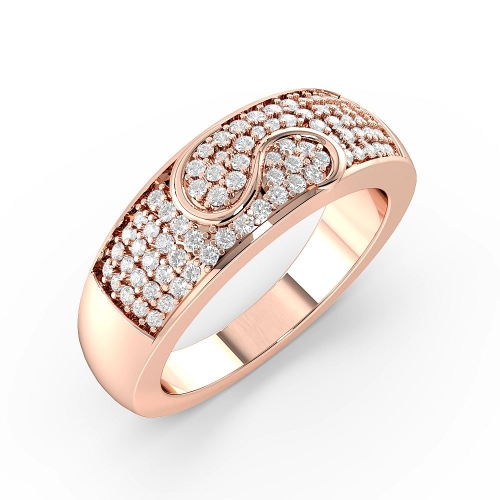 Pave Setting Round Rose Gold Modern Unusual Wedding Diamond Rings