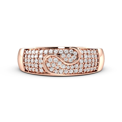 Pave Setting Round Rose Gold Modern Unusual Wedding Diamond Rings