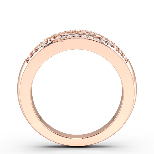 Pave Setting Round Rose Gold Modern Unusual Wedding Diamond Rings