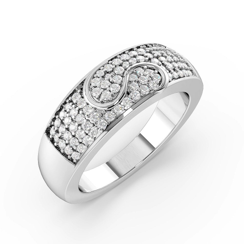 Pave Setting Round White Gold Modern Unique Eternity Bands Diamond Rings