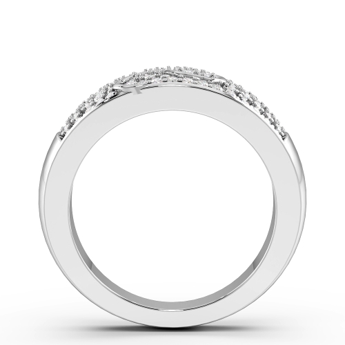 Pave Setting Round White Gold Modern Unique Eternity Bands Diamond Rings